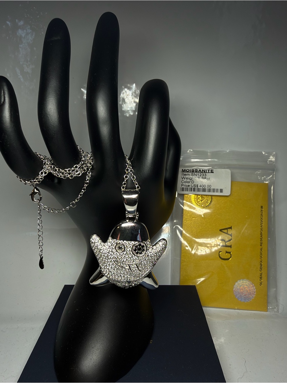 GK Silver Pave Crystal Stingray Pendant Necklace